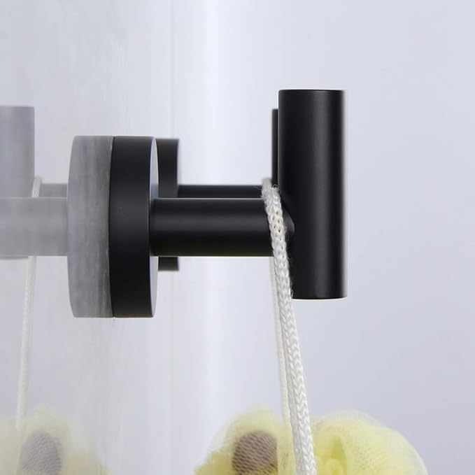 Matte Black Bathroom Towel Hooks SUS 304 Stainless Steel Coat Hook Round Clothes Wall Mounted Towel Coat Robe Hook Cabinet Closet for Bath Kitchen Garage Hotel