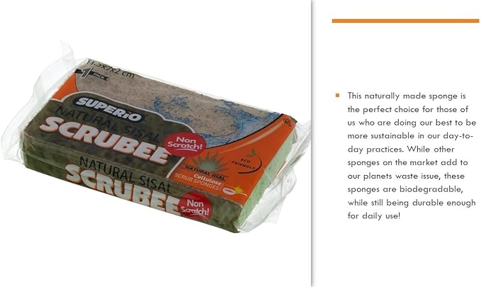 Superio Non-Scratch Cellulose Sponge Scrub Heavy Duty Kitchen Sponges Scrubbers with Scouring Pad (1)