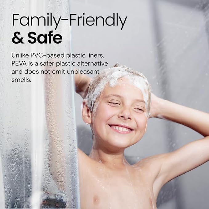 LiBa Bathroom Shower Curtain - Waterproof Plastic Shower Curtain Premium PEVA Non-Toxic with Rust Proof Grommets White 8G Heavy Duty Bathroom Accessories 72x78