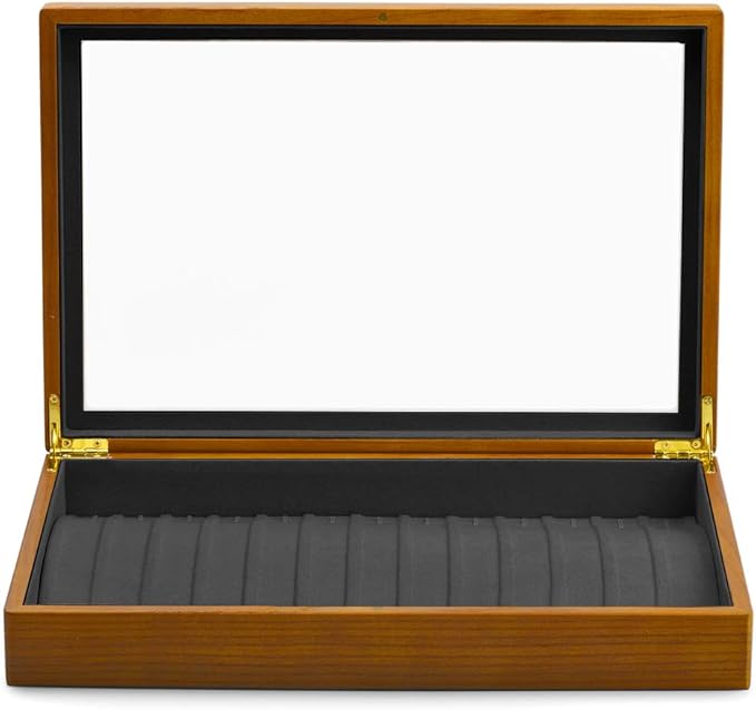 Oirlv Solid Wooden Necklace/Bracelet/Pendant Jewelry Organizer Box 13 Lattice Necklace Showcase Display Holder