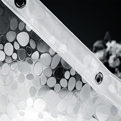 EurCross 72 x 96 inch Extra Long Shower Curtain Liner with 3D Pebble Design, 11G EVA Heavy Duty Plastic Clear Shower Liner Curtains for Bathroom with 5 Magnets