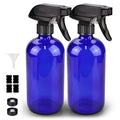 Bontip Glass Spray Bottle, Blue Glass Spray Bottle Set & Accessories Refillable for Plants Window Cleaners Aromatherapy Facial Hydration Watering Flowers Hair Care (2 Pack/16 oz) (Blue)