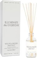 Sweet Water Decor Wildflowers and Salt Reed Diffuser Set - Lemon, Rosemary, and Leafy Green Scented Diffusers - Scent Diffusers for Home, Long Lasting Fragrance, Made in The USA