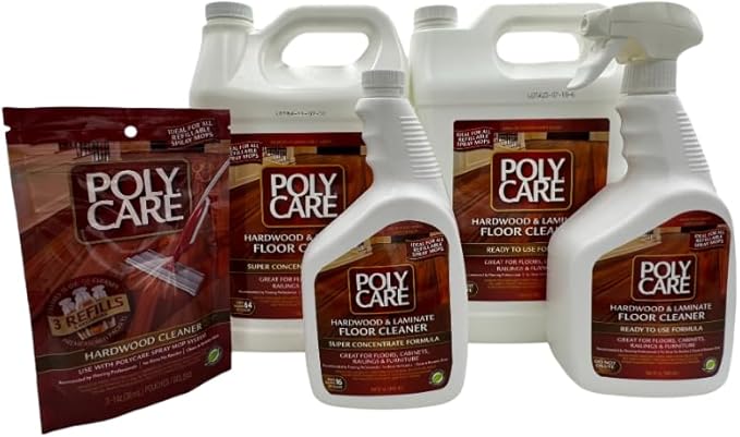 PolyCare Hardwood Floor Cleaner Super Concentrate - 128 Fl Oz - Fresh- Dilute Concentrate with Water for Spray Mops and Spray Bottles - Residue-Free Floor Cleaning Solution