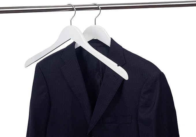 Nature Smile Wooden Coat Hangers Wood Shirt Dress Jacket Clothes Hangers with Extra Smooth Finish, 360 Degree Swivel Hook(10pcs White)