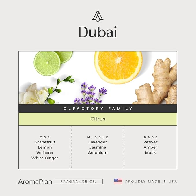 AromaPlan Hotel Scents Dubai 16 Fl Oz (473ml), Home Luxury Aroma & Hotel Diffuser Oil- Hotel Diffuser Oil for Aromatherapy- USA Made, Bigger Bottle, Bolder Aroma & Longer Lasting