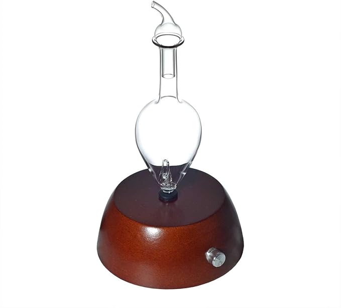 Elegance Nebulizing Essential Oil Diffuser for Aromatherapy by Organic Aromas Dark-Colored Wood Base and Glass Top