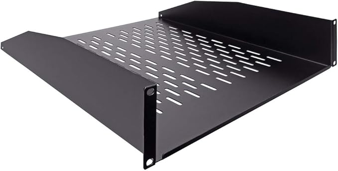 Navepoint 2U 19-Inch Universal Vented Rack Mount Cantilever Server Cabinet Shelf 18-Inches Deep with Lip Black