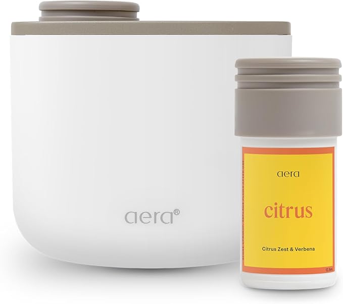 Aera Mini Essential Oil Fragrance Diffuser + Citrus Scent Bundle for Small Rooms (100–500 Sq Ft), Alexa Compatible + App Controlled Aromatherapy Smart Waterless Diffuser – Hypoallergenic & Pet Safe