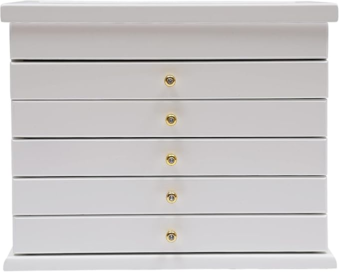 6-layer White Jewelry Box Organizer, Exquisitely Lucky Four Leaf Clover Wooden Jewelry Storage Organizer Great Ideal for Earring, Ring, Necklace, Bracelets,Christmas Gifts