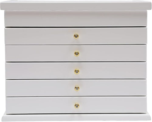 6-layer White Jewelry Box Organizer, Exquisitely Lucky Four Leaf Clover Wooden Jewelry Storage Organizer Great Ideal for Earring, Ring, Necklace, Bracelets,Christmas Gifts