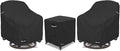 3 Pieces Patio Bistro Sets Cover,600D Waterproof Heavy Duty Patio Furniture Covers,Includes 2 Outdoor Swivel Chair Covers and 1 Patio Wicker Side Table Cover(Black)