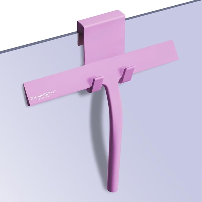 RICHMIRTH Silicone Rubber Blade Shower Squeegee 9" in Width Window & Car Squeegee - Pink