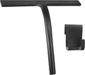 DNZPFU Shower Squeegee for Glass Doors, Mirror Window Tile Scrubber Cleaner with Hook Silicone (Black)