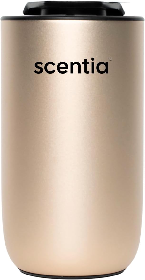 Scentia Gold MiniPod Nebulizer Diffuser + Smart Car Freshener – Waterless Essential Oils, Dual Mode Car/Home, Rechargeable Auto Shut-Off, 3 Lights – Ideal Teen Girl Holiday/Thanksgiving Gift