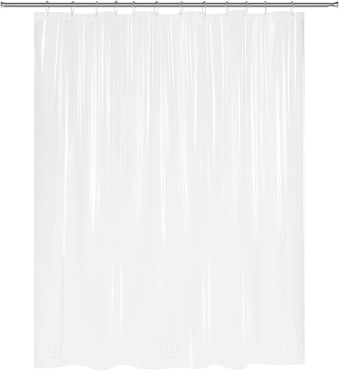 AmazerBath Frosted Shower Curtain Plastic 72x72 Inches, Heavy Duty Shower Curtain Waterproof, Thick PEVA Shower Curtains for Bathroom with 3 Big Clear Weighted Stones and 12 Rustproof Grommets