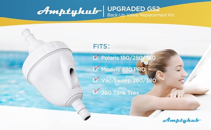 Upgraded G52 Backup Valve Replacement Kit for Polaris Pool Cleaner, Compatible with Polaris 180,280,380,480,3900 Pool Cleaner, The Valve Body has Been Reinforced, Longer Life Than Zodiac G52