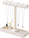 Justsoso Multi-Use Jewelry Holder Stand, Necklace Bracelet Ring Organizer Stand, Scrunchie Watches Velvet Jewelry Holder Stand With Tray for Women Home Use(Beige Color)