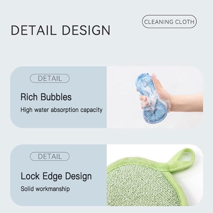 Kitchen Sponge,Dish Sponge,Scrub Sponges Cleaning Supplies,Sponges for Dishes Stainless Steel Wire to Remove Stubborn Stains,Durable Thickening 6-Pack