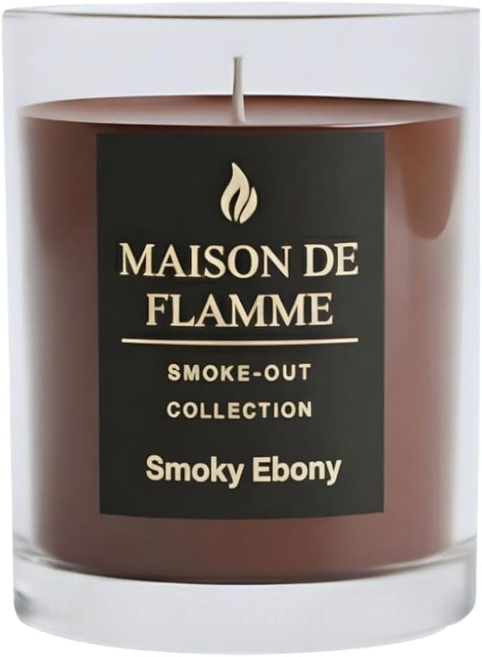 Smoky Ebony Scented Candle – 150g / 5.3 oz Soy Wax Blend, Hand-Poured Candle with Cotton Wick & 10% Fragrance Load – Smoky Woody Oud Home Candle for Bedroom & Living Room Décor