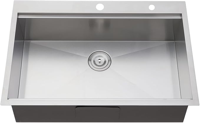 VCCUCINE 33x22 Inch Drop In Kitchen Sink,Overmount Stainless Steel Single Bowl Workstation Laundry Sink Top mount 2 Hole Farmhouse Kitchen with Cutting Board & Accessories