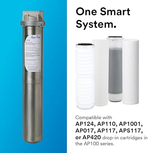 3M Aqua-Pure Stainless Steel Water Filter Housing SST2HB, Uses 2-High Standard Drop-in Water Filter Cartridges, Heavy Duty Construction, Built to Last
