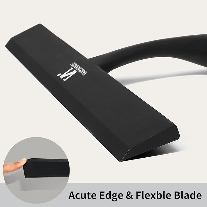 Squeegee for Shower Glass Door, 11-Inch Shower Squeegee for Glass Doors, Bathroom Silicone Squeegees Wiper for Shower with Non-Slip Handle, No-Drilling Silicone Hanging Hook, for Tiles, Mirror(Black)