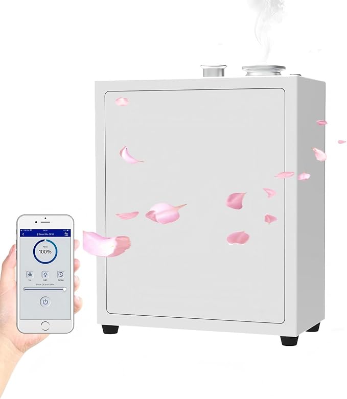 Heavy Duty Alloy HVAC Oil Diffuser System for 4000 Sq. Ft Home Office Hotel Large Room, Smart Scent Cool Mist Air Machine with App Control, Waterless Aromatherapy Diffuser