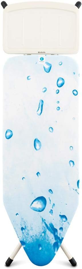 Brabantia Size C Ironing Board (49x18 in) 7 Height Options, Solid Steam Unit Rest Holder (Ice Water) Non-Slip Feet, Anti-Collapse Child Locks