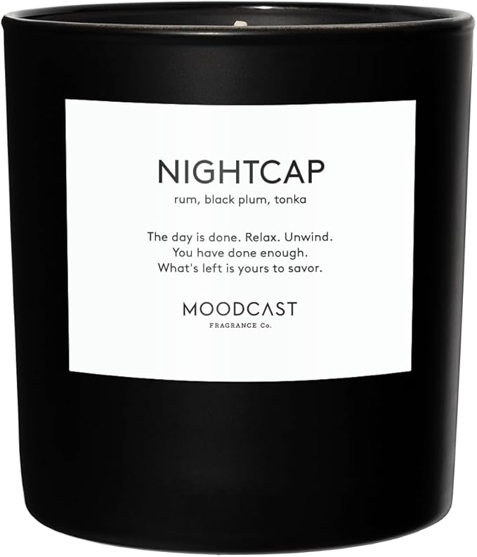 Moodcast Nightcap Scented Candle – Aesthetic Candle for Home, Rum, Black Plum & Tonka, Clean Coco Wax Blend, Vegan, Paraben-Free, 45-Hour Long Lasting Burn – 8oz
