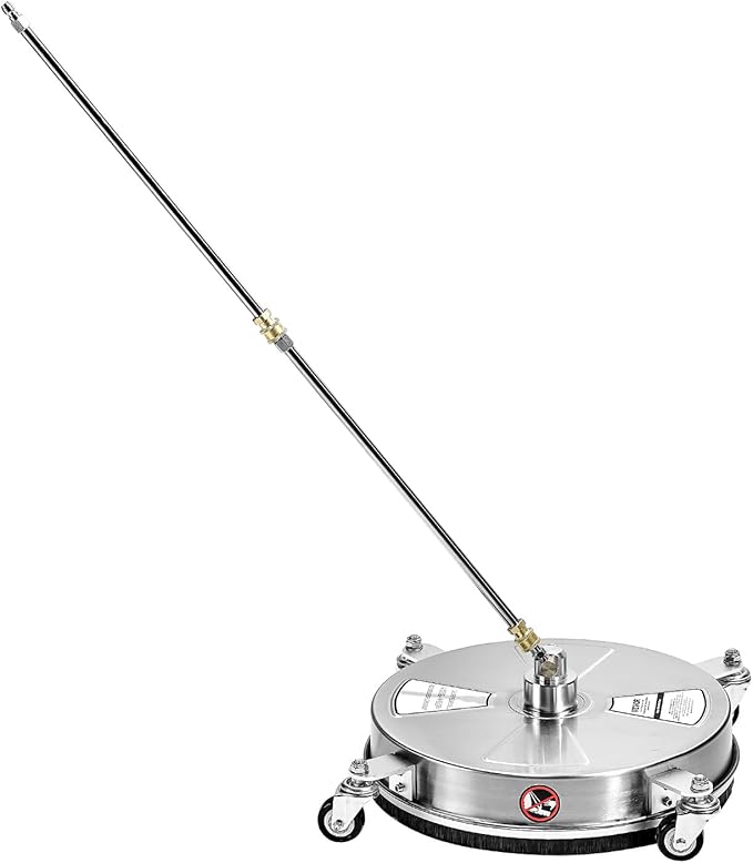 VEVOR 16.5" Pressure Washer Surface Cleaner, Stainless Steel Pressure Washer Attachments with 4 Wheels, 4000 Max PSI, 1/4 Quick Connector, 2 Spray Nozzles, 2 Extended Wands for Concrete, Patio, Deck