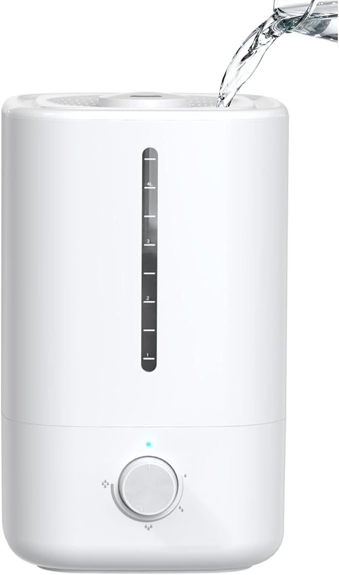 Top Fill Humidifiers for Bedroom, 4.5L Tank for Large Room, Oil Diffuser, 20dB Quiet Cool Mist Air Humidifier for Home Baby Nursery & Plants, Auto Shut-off and BPA-Free for Safety, 100H