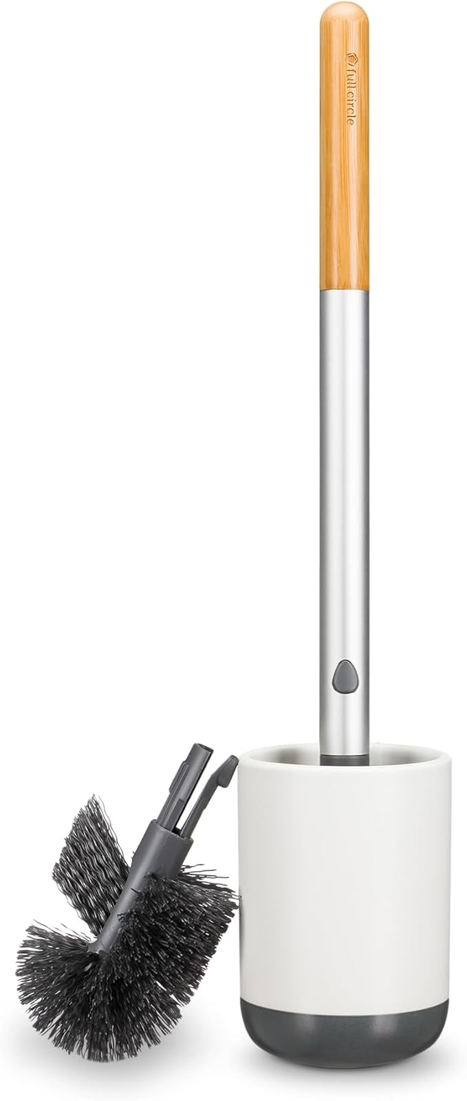 Full Circle Scrub Queen, Bathroom Toilet Brush with Ceramic Holder and Diatomaceous Earth Disk for Mold & Mildew Prevention, More Hygenic Toilet Cleaning Scrubber, Replaceable Head, White
