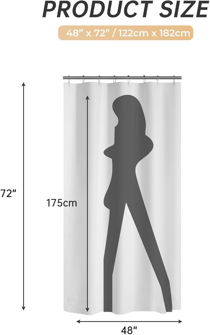 AmazerBath 48x72 Shower Curtain Stall, PEVA White Heavy Duty Shower Curtain with 2 Weighted Stones and 8 Grommet Holes