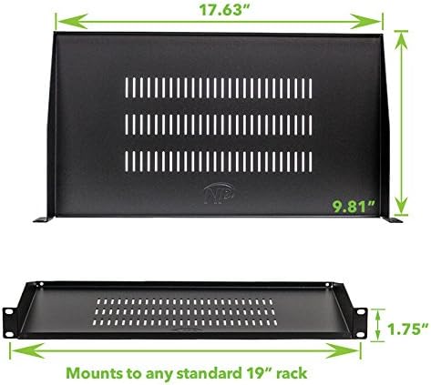 NavePoint Cantilever Server Shelf Vented Shelves Rack Mount 19 Inch 1U Black 10 Inches (250mm) deep