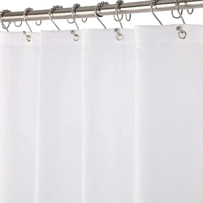 Amazer White Shower Liner Cloth Waterproof, White Shower Curtain Liner Fabric with Weighted Stones, Washable Shower Curtain and Liner 2-in-1, 120G Heavy Duty, 12 Grommet Holes, 72 x 72 Inches