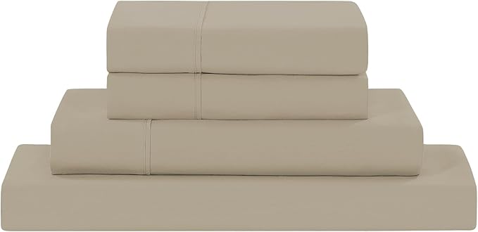 Modern Threads Soft Microfiber Solid Sheets - Luxurious Microfiber Bed Sheets - Includes Flat Sheet, Fitted Sheet with Deep Pockets, & Pillowcases Taupe California King