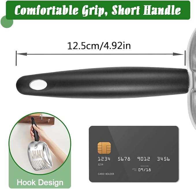 Apidgrowth Cat Litter Scoop -Metal Cat Litter Scoop-Sturdy Mesh Scooper - Mesh Shovel-Easy to Clean - Suitable for Cat Litter Box -Black