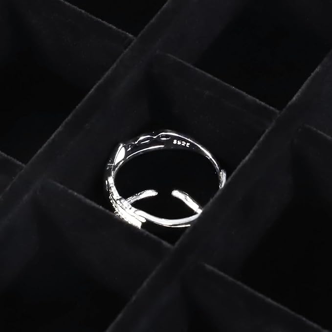 Wudygirl Jewelry Organizer Small Jewelry Box Jewelry Tray with Lid Velvet Earring Organizer Jewelry Earrings Holder Ring Display Storage Ring Box for Women 24 Grid (Black)