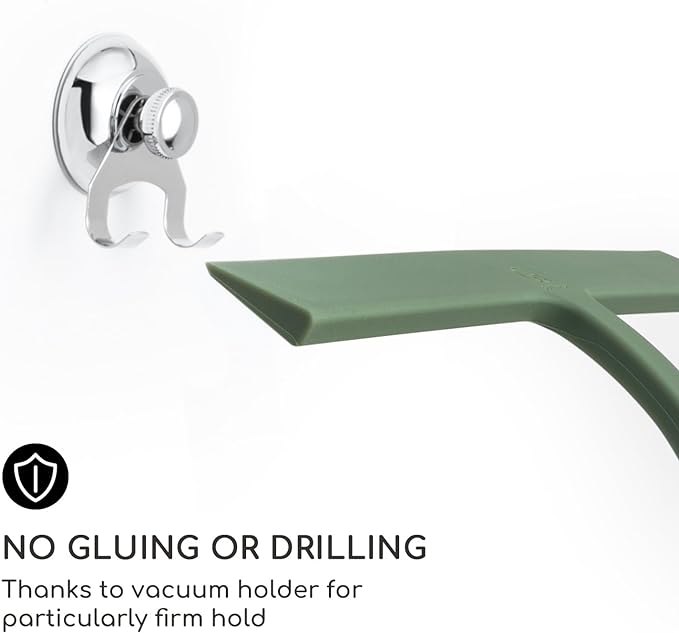 GÜTEWERK Shower Squeegee for Glass Doors, Silicone Window Squeegee, Bathroom and Glass Cleaning - Green - 11 Inch