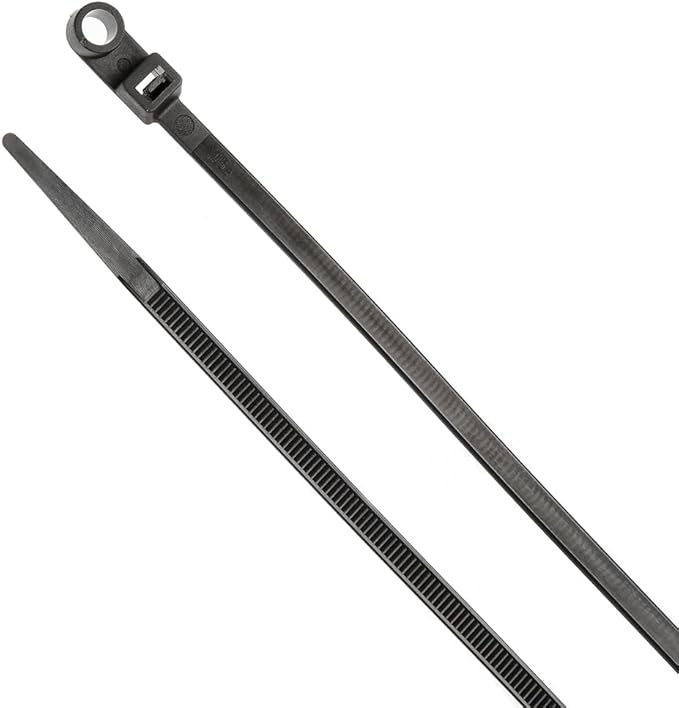 ZipTie.com 8-Inch Black Zip Ties With Screw Hole - 50-lb Tensile Strength Cord Management & Secure Mounting - UL 21 Listed Tie Wraps - Indoor & Outdoor Multi-Purpose (100-Pack)