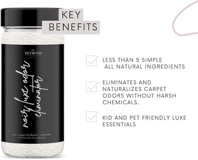 The Diamond Life Home "Noir Luxe" Sea Salt & Ozone, Carpet Powde For Vacuumingr, Mattress & Upholstery Freshener With Room Spray, Air/Fabric/Linen Odor Eliminator For Homes With Kids & Pets Bundle