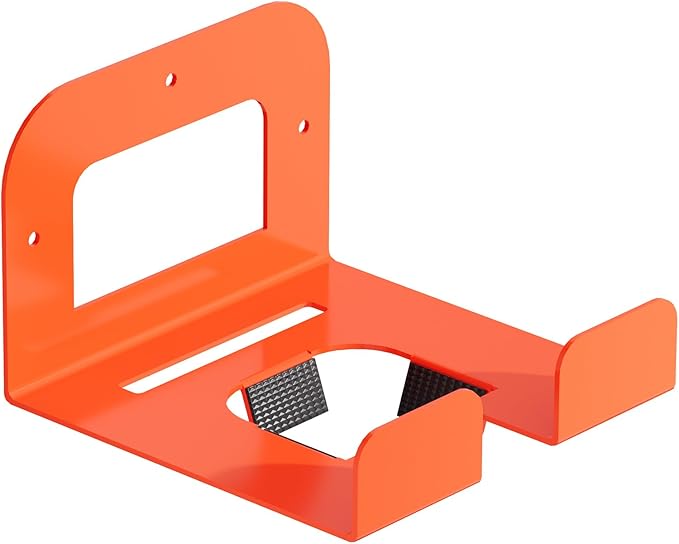 Weed Eater Hanger, Garage Organizer Trimmer Rack, Matel Wall Hooks Weed Wacker Holder, Heavy Duty Garden Tool Organizer for Grass Trimmer, Hedge Trimmer, Garage Tools Storage, Orange 1-Pack
