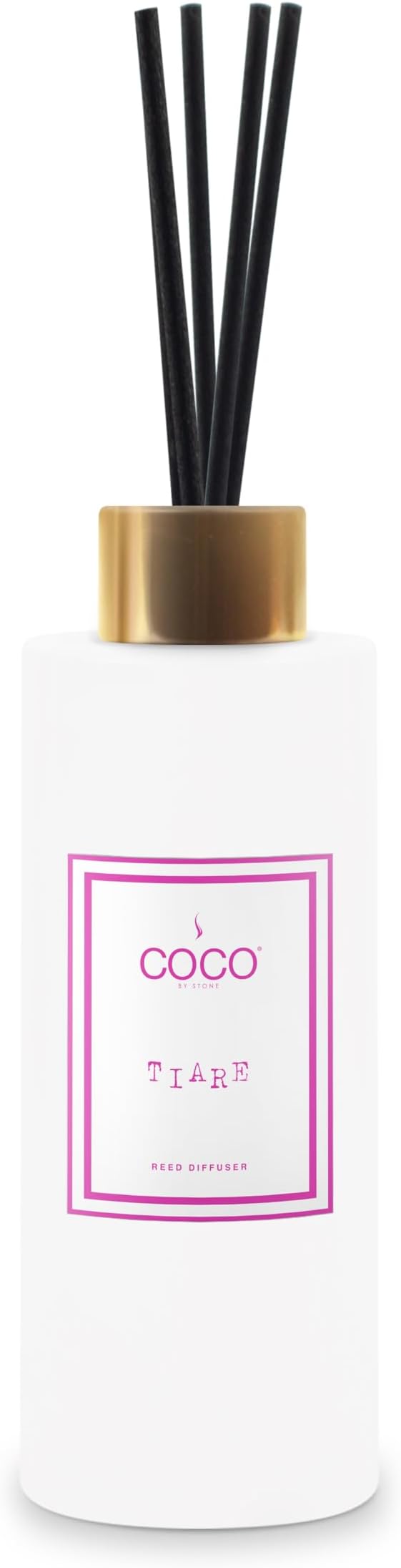 COCO by Stone 5oz Reed Diffuser (Tiare) – Luxury Scented Oil Diffuser for Home Aromatherapy, Long-Lasting Vegan Fragrance, Elegant Home Décor and Air Freshener