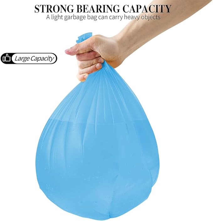 5 Rolls Small Trash Bags - 200 Counts Durable 4 Gallon Small Garbage Bags for home office kitchen Bathroom Bedroom Trash Can liners（Blue）