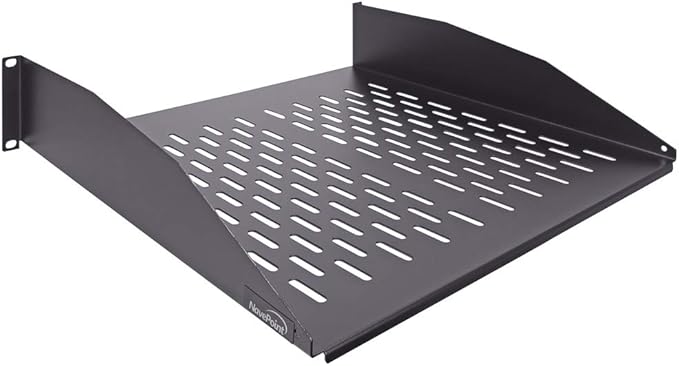 NavePoint 2U 19-Inch Universal Vented Rack Mount Cantilever Fixed Server Cabinet Shelf 16-Inches Deep Black