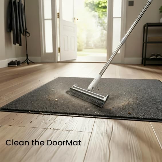 EHOMGUI Squeegee Broom for Floor, Floor Squeegee for Concrete and Tile Cleaning, Floor Scrubber with Long Handle for Bathroom, Kitchen, Shower, Tile, Pet Hair, Fur, Foam Cleaning