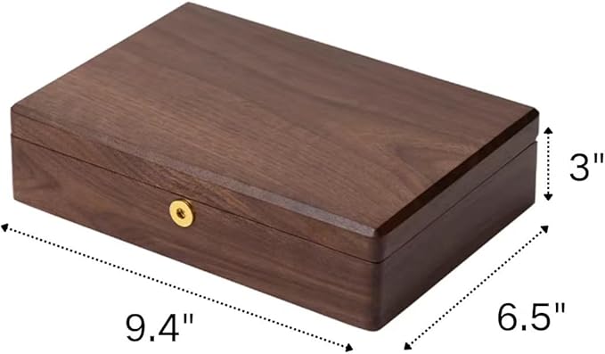 Bescott 1 Layer Solid Black Walnut Wooden Jewelry Box for Women with Lock and Key Wood Vintage Organizer for Men Earrings Rings Necklaces Bracelet Storage Mother's Day Gift