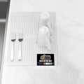 GORILLA GRIP 100% BPA-Free Patented Silicone Dish Drying Mat for Kitchen Counter, Water Catching Ribbed Design, Easy Clean Waterproof Sink Liner, Heat Resistant, Fits Under Rack, 11x13 Inch, White