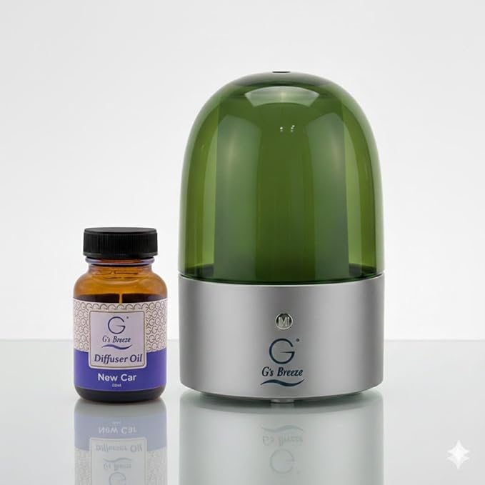 G’s Breeze Smart Diffuser with Refill – Bluetooth & Wi-Fi App Control, Gradient LED Lighting, Adjustable Scent Intensity, Low Noise, 24 Hour Schedule, Aromatherapy Diffuser for Home & Office - New Car